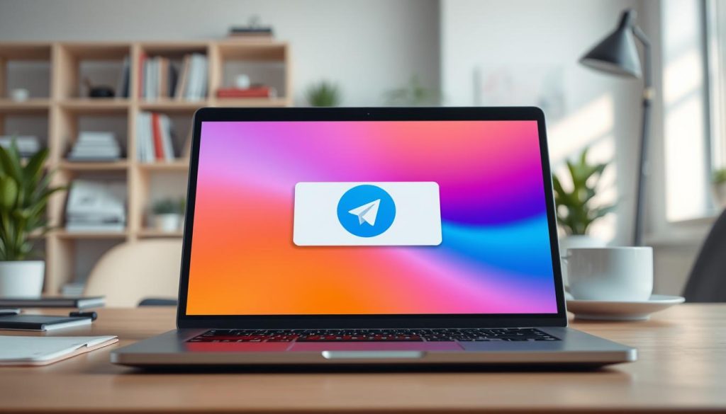 A modern digital workspace scene that illustrates the concept of automatic message deletion in a Telegram channel. In the foreground, a sleek laptop displays a vibrant Telegram interface with a notification icon symbolizing automatic message deletion. The middle layer features a warm, inviting desk setup with a smartphone and a cup of coffee, emphasizing productivity and organization. In the background, soft-focus office elements like shelves with books and plants create a professional atmosphere. Use natural lighting to enhance the sense of clarity, with soft shadows that add depth. The overall mood is efficient and forward-thinking, reflecting the innovative features of digital communication tools. A modern digital workspace scene that illustrates the concept of automatic message deletion in a Telegram channel. In the foreground, a sleek laptop displays a vibrant Telegram interface with a notification icon symbolizing automatic message deletion. The middle layer features a warm, inviting desk setup with a smartphone and a cup of coffee, emphasizing productivity and organization. In the background, soft-focus office elements like shelves with books and plants create a professional atmosphere. Use natural lighting to enhance the sense of clarity, with soft shadows that add depth. The overall mood is efficient and forward-thinking, reflecting the innovative features of digital communication tools.